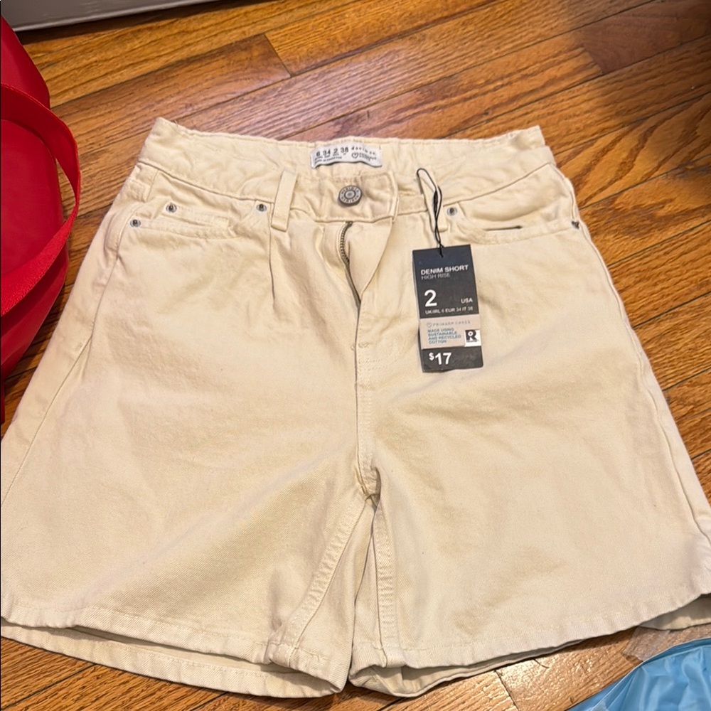 Primark off white denim shorts
